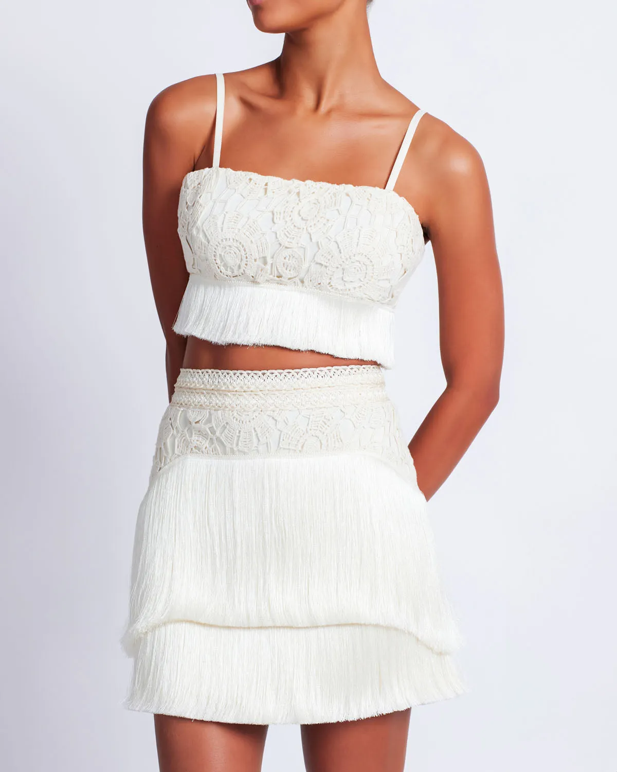 Crochet Fringe Mini Skirt