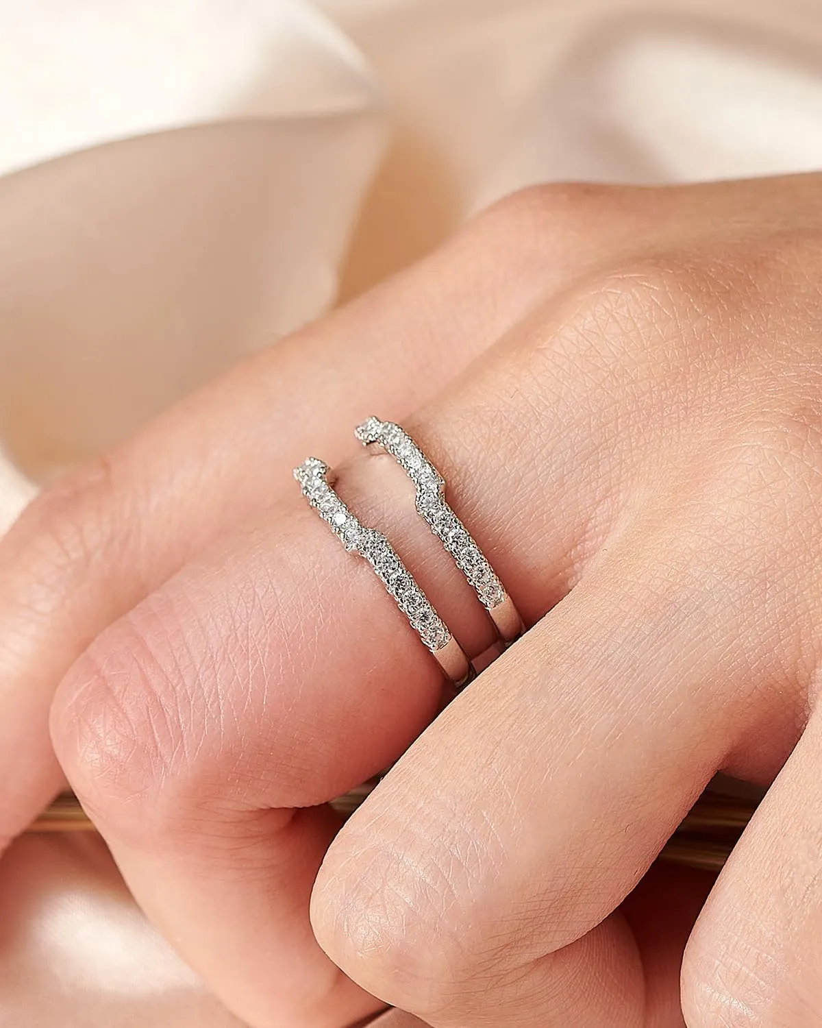 Cubic Zirconia Curved Wedding Band for Women Guard Ring Enhancers Engagement Ring 925 Sterling Silver/Rose Gold/Yellow Gold Size 5-10