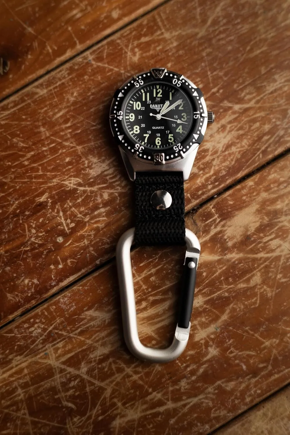 Dakota Backpacker Clip, Quality Pocket Watch, Fob Nylon Carabiner Strap, Lightweight, Premium Durability Outdoor Gifts for Men, Use for Fishing, Hunting, Golf and More, Tactical Watch