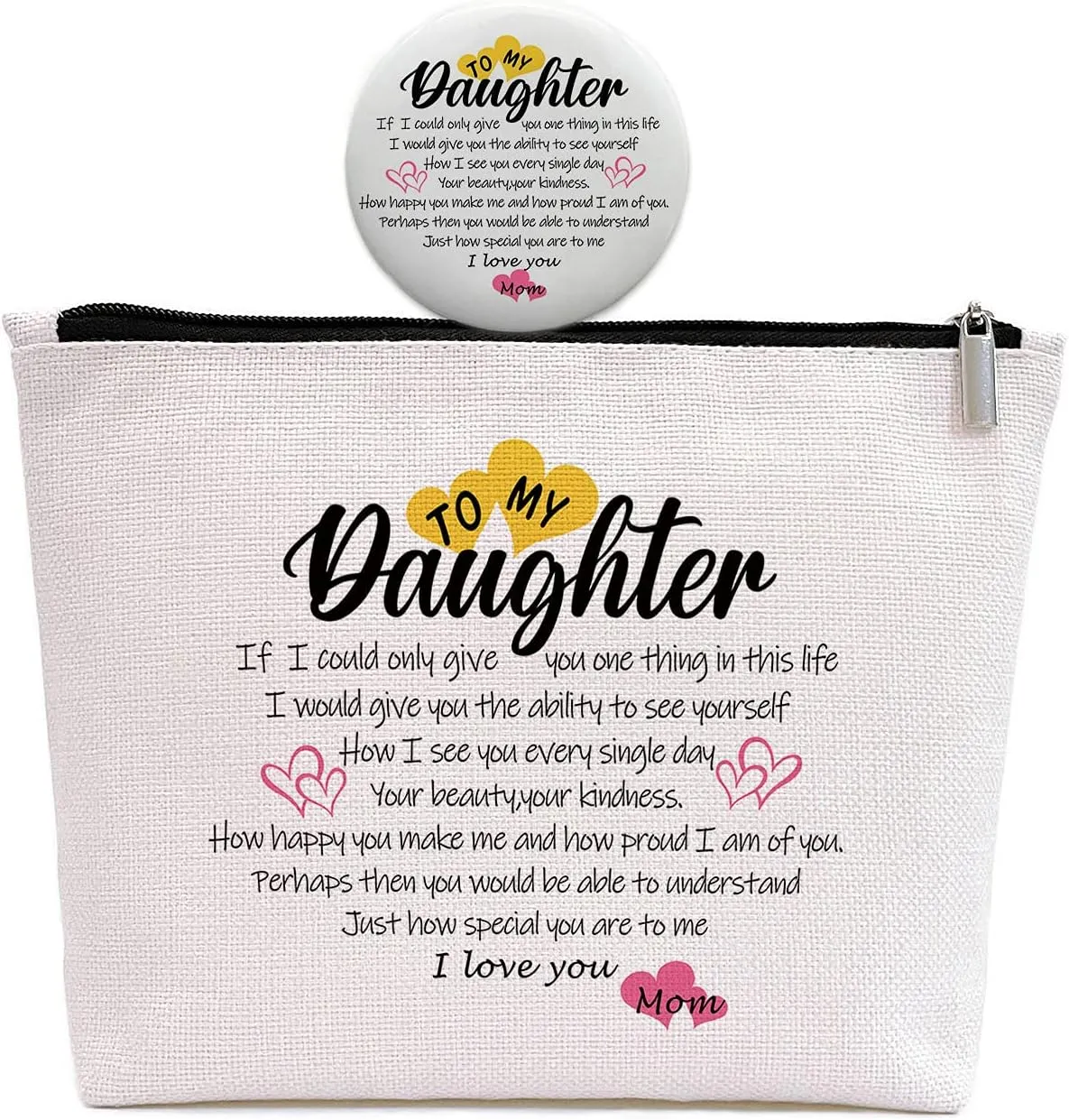 Daughter Gift from Mom, Daughter Birthday Gift Makeup Bag -To My Daughter Gifts