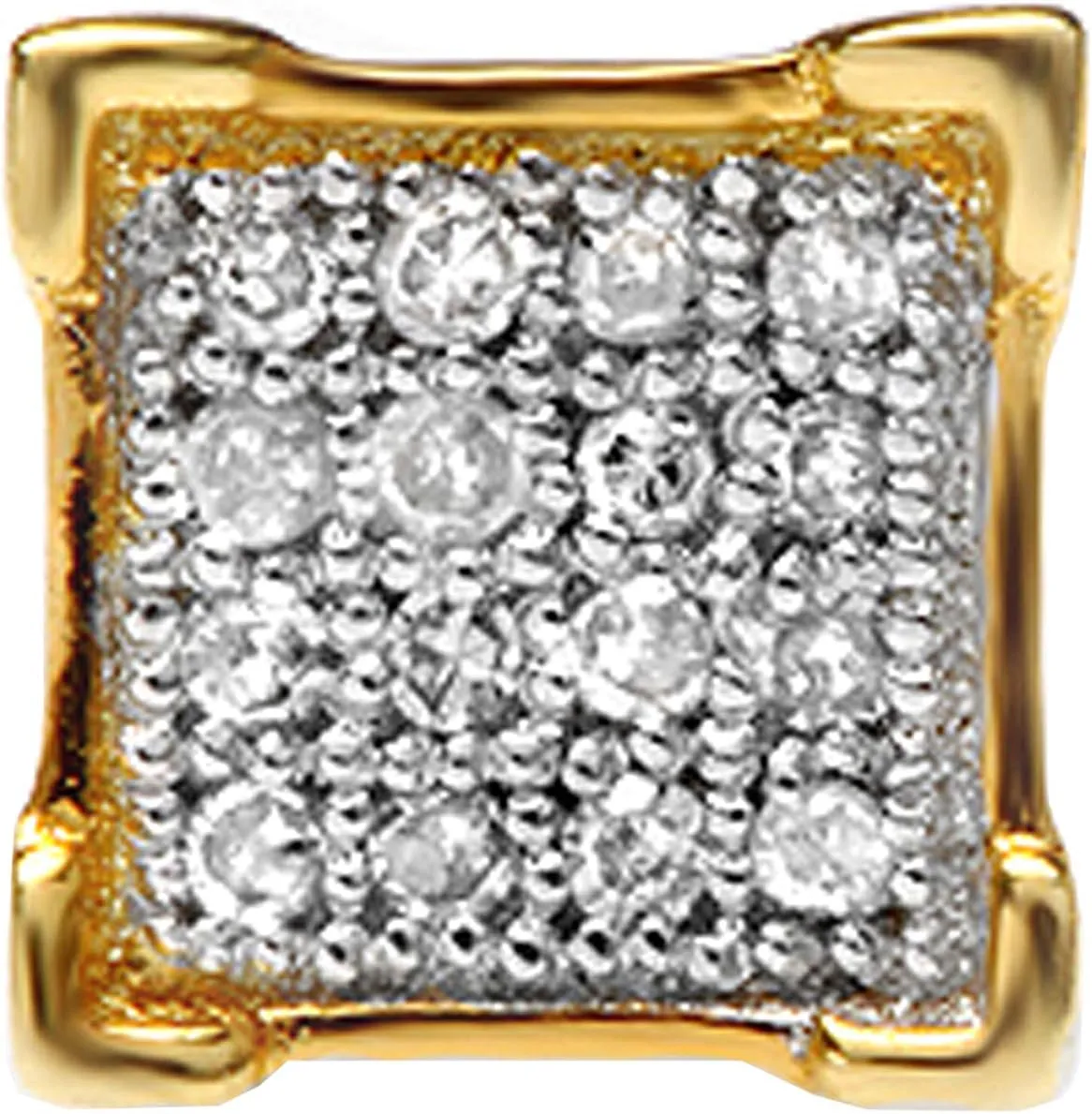 Dazzlingrock Collection Round White Diamond Square Frame 1Pc Stud Earring for Men (Color I-J, Clarity I1-I3) in Solid Gold
