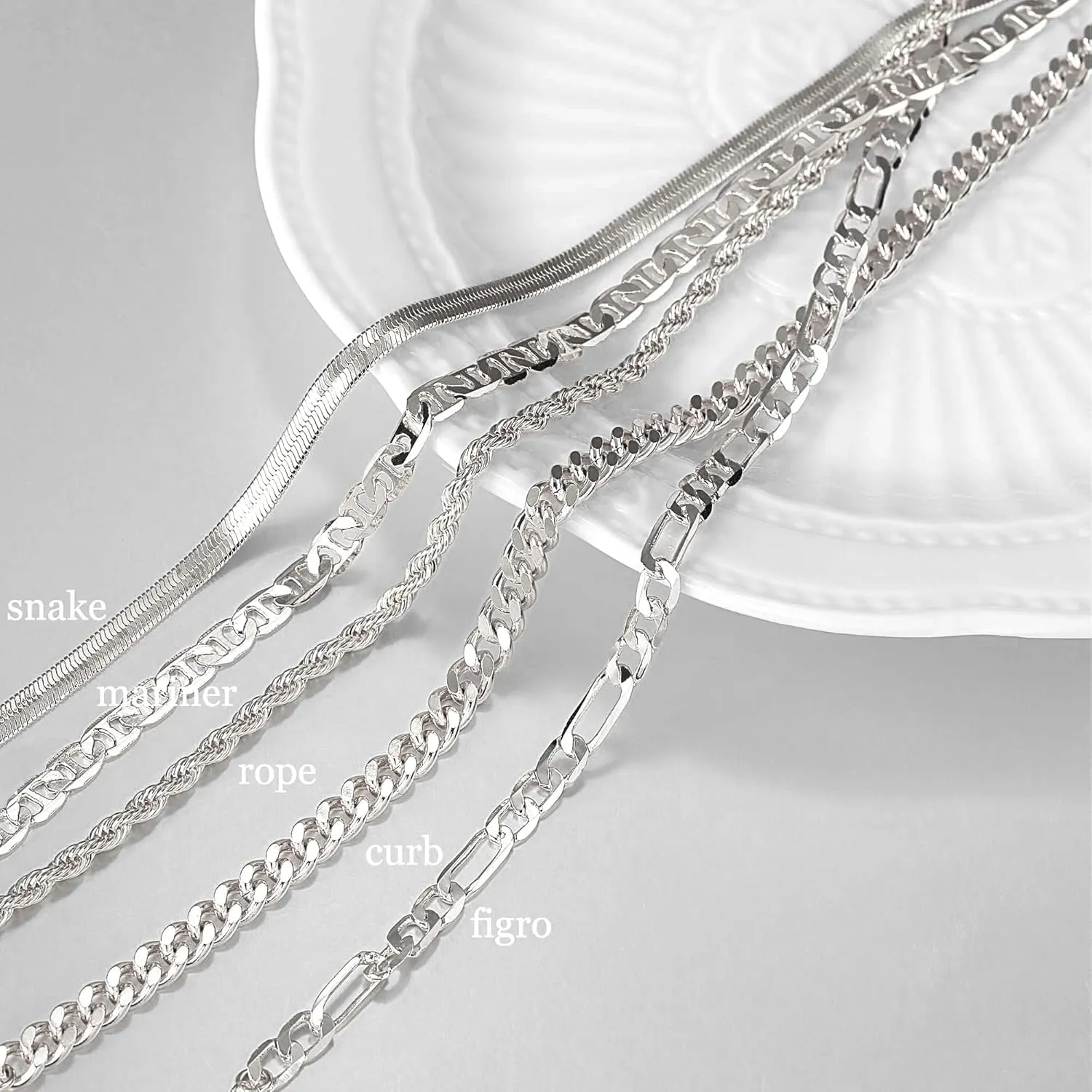 DEARMAY Dainty Silver Ankle Bracelets for Women Waterproof, S925 Sterling Silver Anklets Jewelry Layered Cuban Chain Herringbone Cute Anklets Set Pack Summer Beach Gift for Women Teen