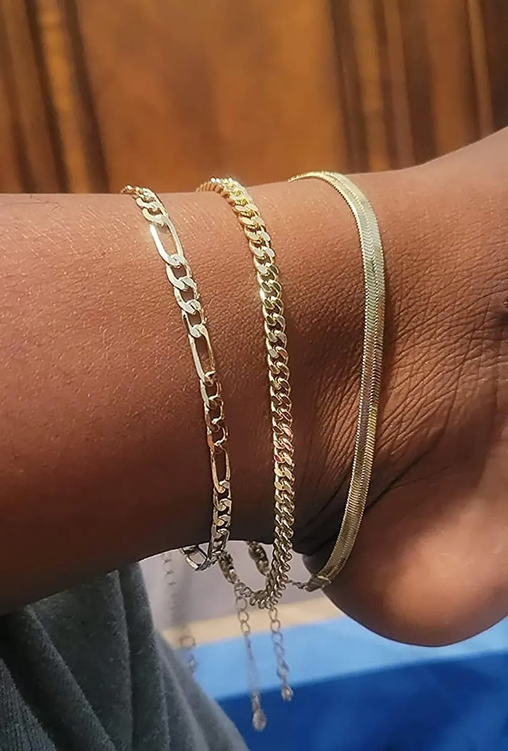 DEARMAY Gold Ankle Bracelets Set for Women Waterproof, 14K Gold Anklets for Women Cuban Link Layered Pack Jewelry Gift