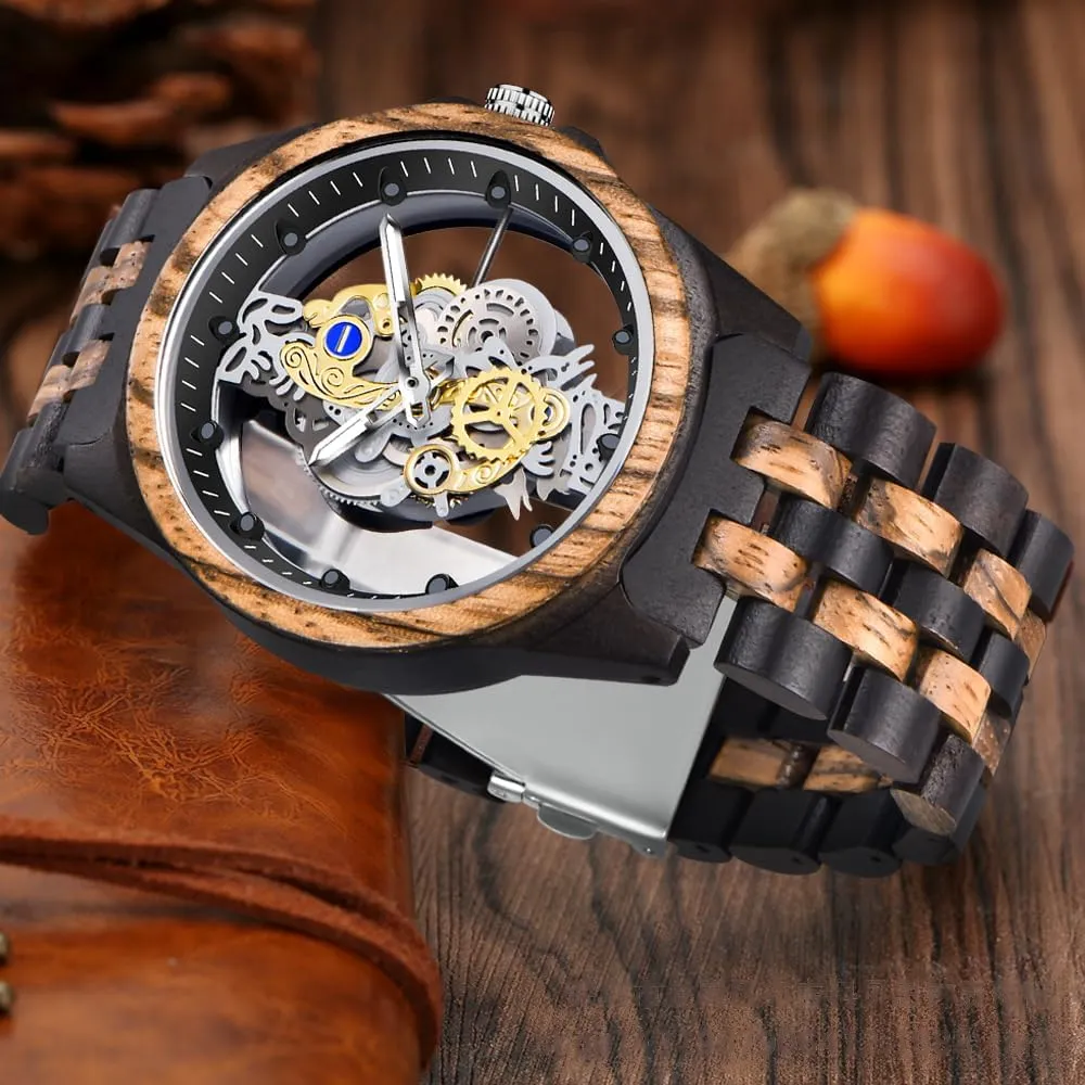 Dentily Men's Wooden Watch Lightweight Wooden Mens Watches Analog Quartz Wood Watches for Men