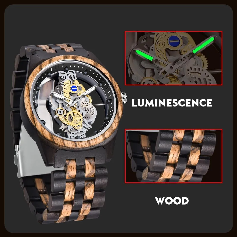 Dentily Men's Wooden Watch Lightweight Wooden Mens Watches Analog Quartz Wood Watches for Men