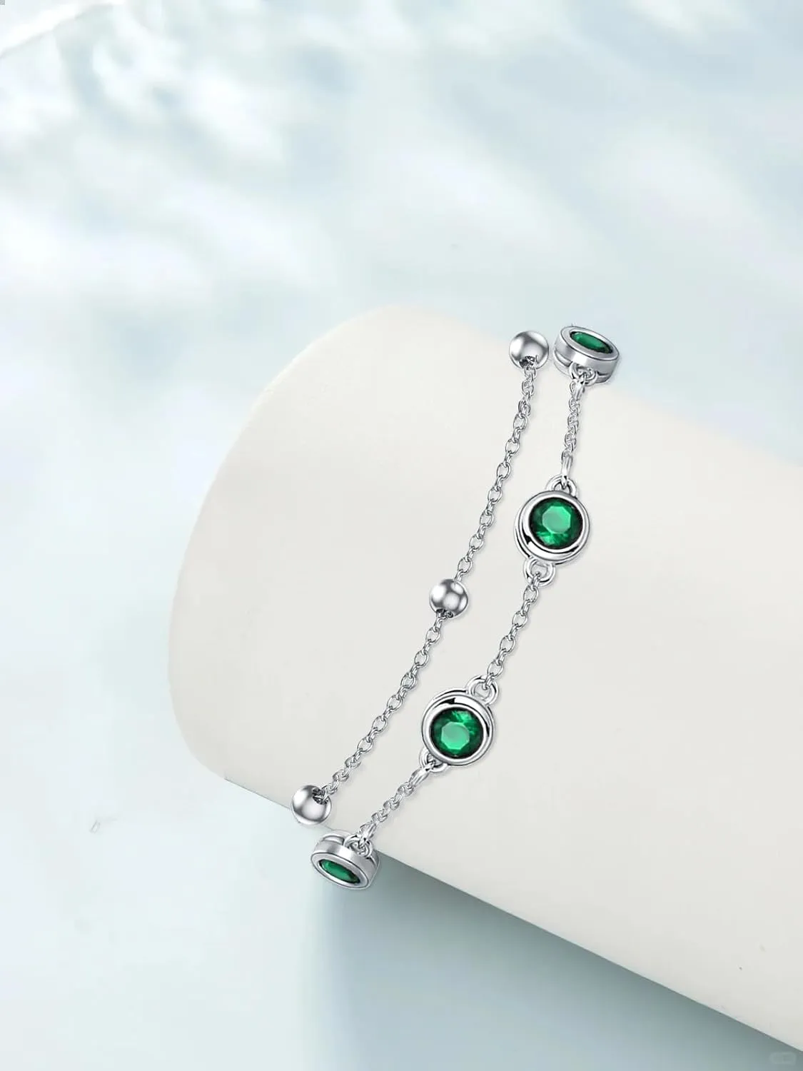 Dorunmo 925 Sterling Silver Birthstone Anklet Bracelets for Women Birthday Mother's Day Jewelry Gifts for Wife Girlfriend Mother Her