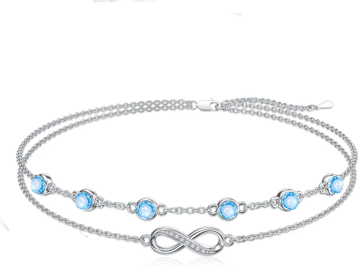 Dorunmo Anklet Bracelets For Women 925 Sterling Silver Birthstone/Infinity/Butterfly/Evil Eye/Turtle/Pineapple/Starfish/Heart Anklets Bracelets Jewelry Gifts for Women