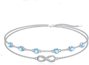 Dorunmo Anklet Bracelets For Women 925 Sterling Silver Birthstone/Infinity/Butterfly/Evil Eye/Turtle/Pineapple/Starfish/Heart Anklets Bracelets Jewelry Gifts for Women