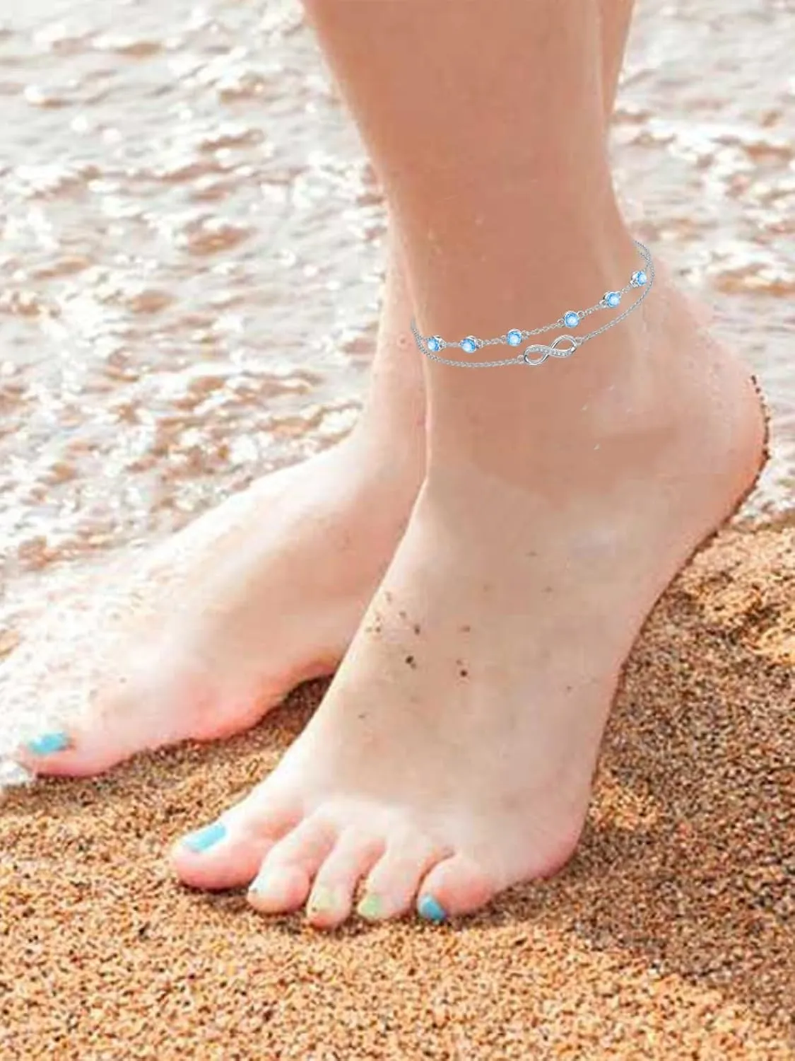 Dorunmo Anklet Bracelets For Women 925 Sterling Silver Birthstone/Infinity/Butterfly/Evil Eye/Turtle/Pineapple/Starfish/Heart Anklets Bracelets Jewelry Gifts for Women