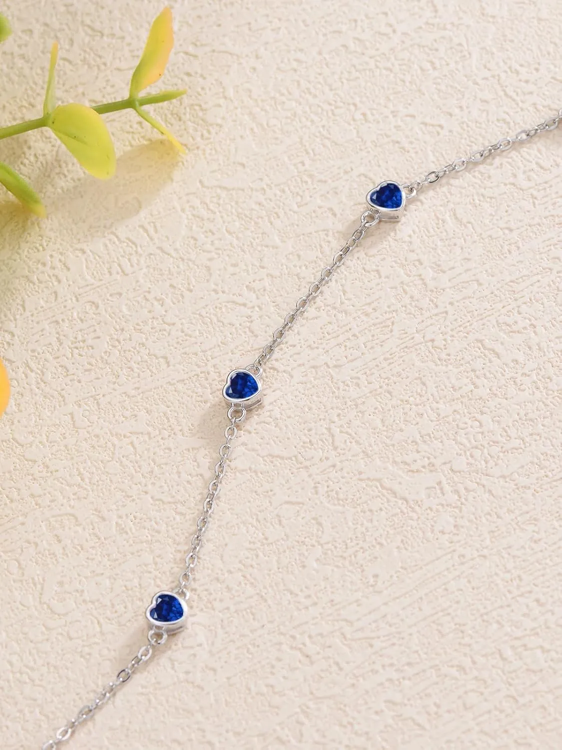Dorunmo Heart Birthstone Anklet Bracelets for Women 925 Sterling Silver Birthday Jewelry Best Mother's Day for Women