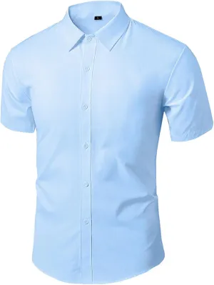 Dress Shirts for Men Casual Business Work Wrinkle Free Formal Shirts Casual Stylish Short Sleeve Button up Shirt Tops