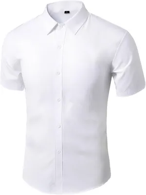 Dress Shirts for Men Casual Business Work Wrinkle Free Formal Shirts Casual Stylish Short Sleeve Button up Shirt Tops