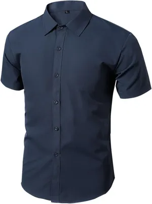 Dress Shirts for Men Casual Business Work Wrinkle Free Formal Shirts Casual Stylish Short Sleeve Button up Shirt Tops