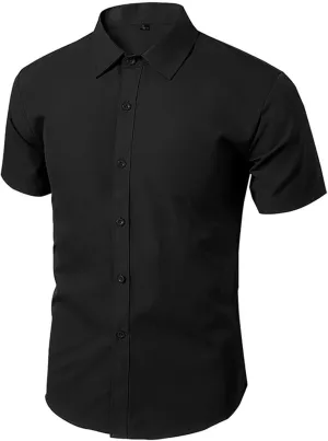 Dress Shirts for Men Casual Business Work Wrinkle Free Formal Shirts Casual Stylish Short Sleeve Button up Shirt Tops