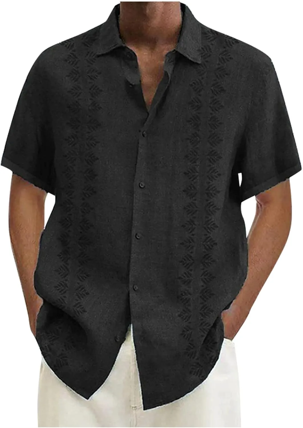 DuDubaby Men's Casual Lapel Beach Holiday Wear Fashion Hawaiian Short-Sleeved