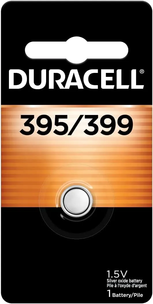 Duracell 395/399 Silver Oxide Button Battery, 1 Count Pack, 395/399 1.5 Volt Battery, Long-Lasting for Watches, Medical Devices, Calculators, and More