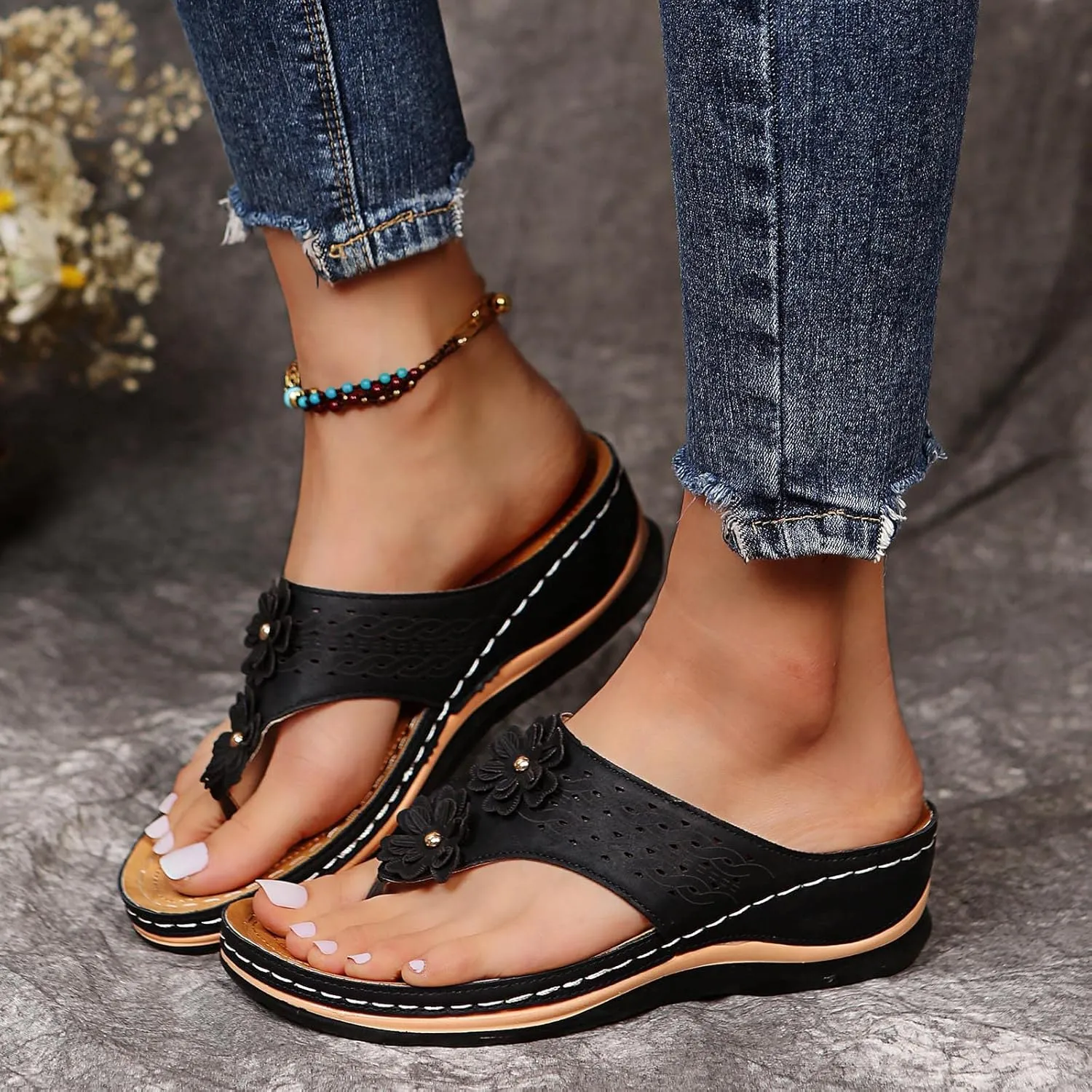 Eduavar Sandals Women Dressy Summer, Women Sandals Dressy Summer Beach Sandals Breathable Flip Flops Sandals Slippers