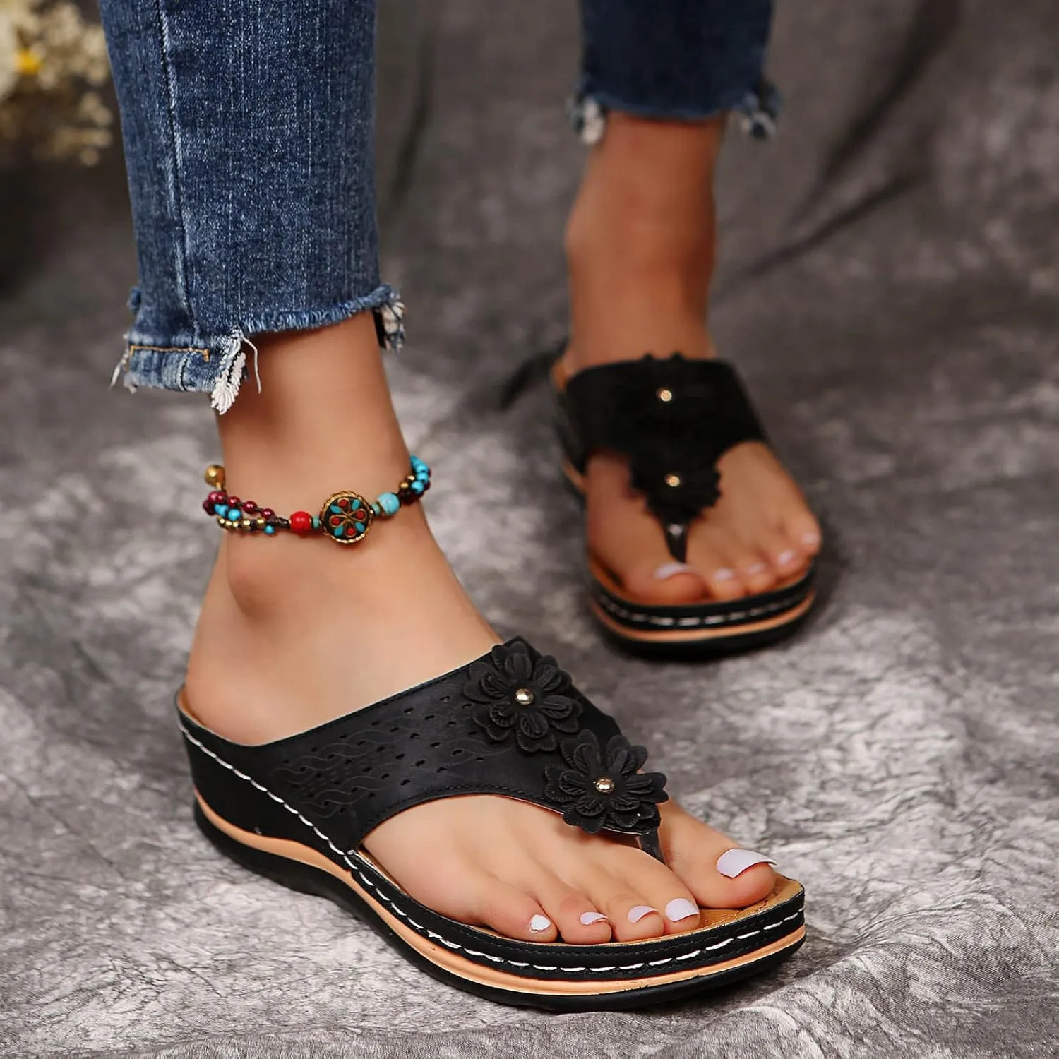 Eduavar Sandals Women Dressy Summer, Women Sandals Dressy Summer Beach Sandals Breathable Flip Flops Sandals Slippers