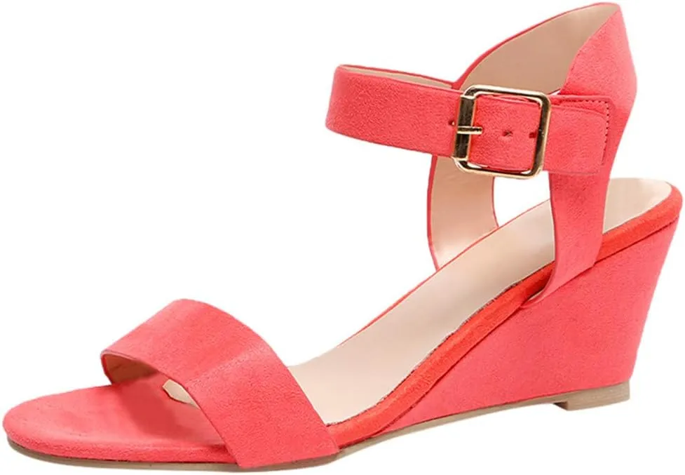Eduavar Womens Wedge Sandals, Summer Sandals for Women 2023 Open Toe Ankle Strap Wedge Sandals Summer Dress Shoes