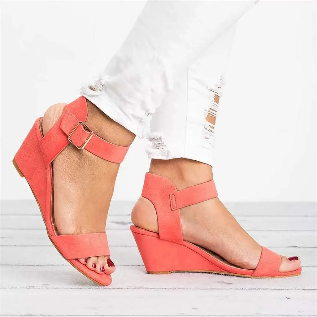Eduavar Womens Wedge Sandals, Summer Sandals for Women 2023 Open Toe Ankle Strap Wedge Sandals Summer Dress Shoes