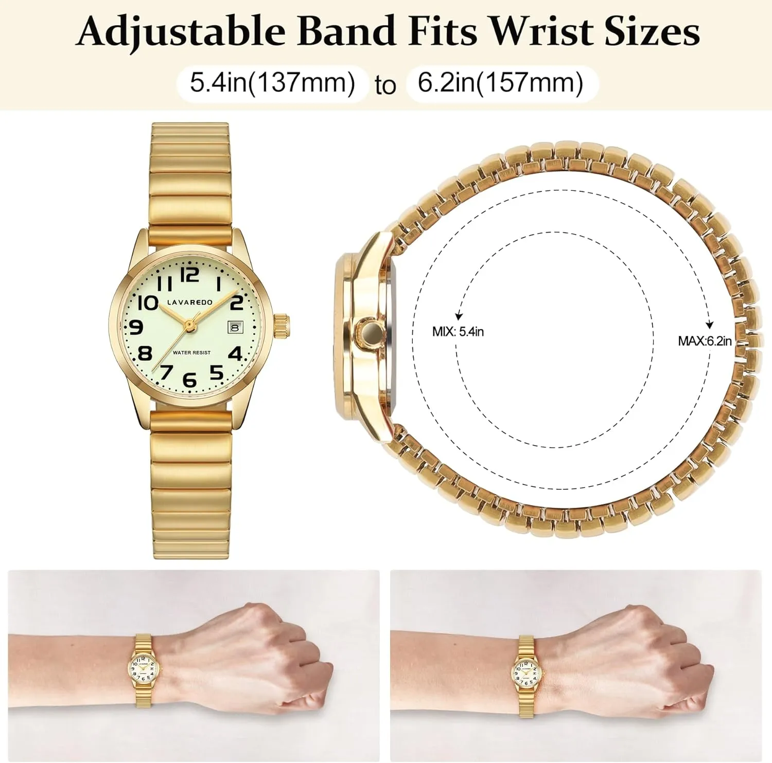 Elegant Gold Watches for Women Small Analog Watch, Waterproof Ladies Watches with Stainless Steel Expansion Band and Luminous Dial - Fashionable Christmas & Birthday Gifts for Women