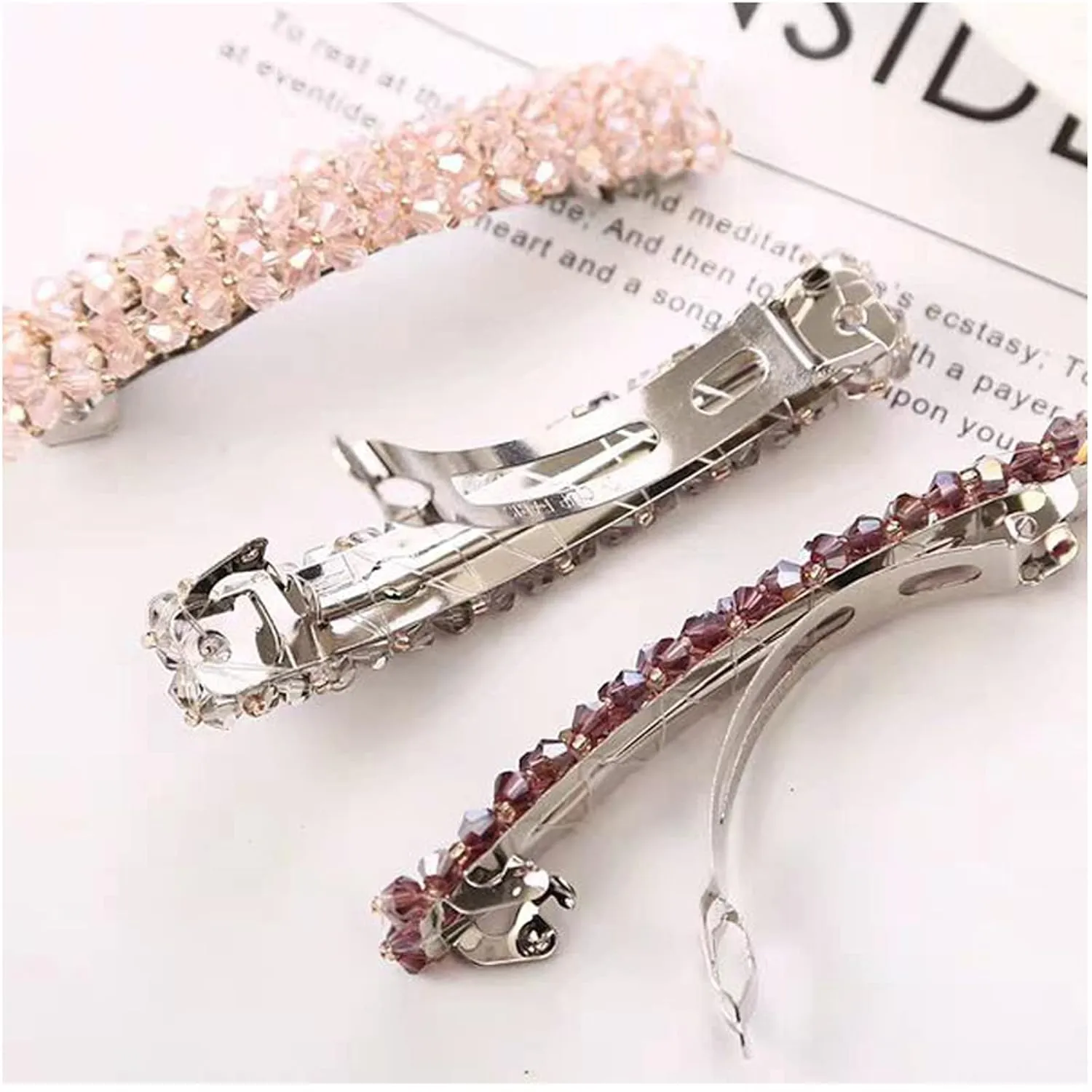 Elegant Hair Clips Fashion Hair Barrettes for Women and Girls, Sparkly Glitter Rhinestones Flowers Hairpin French Style Hairclips Vintage Hair Accessoires for Women