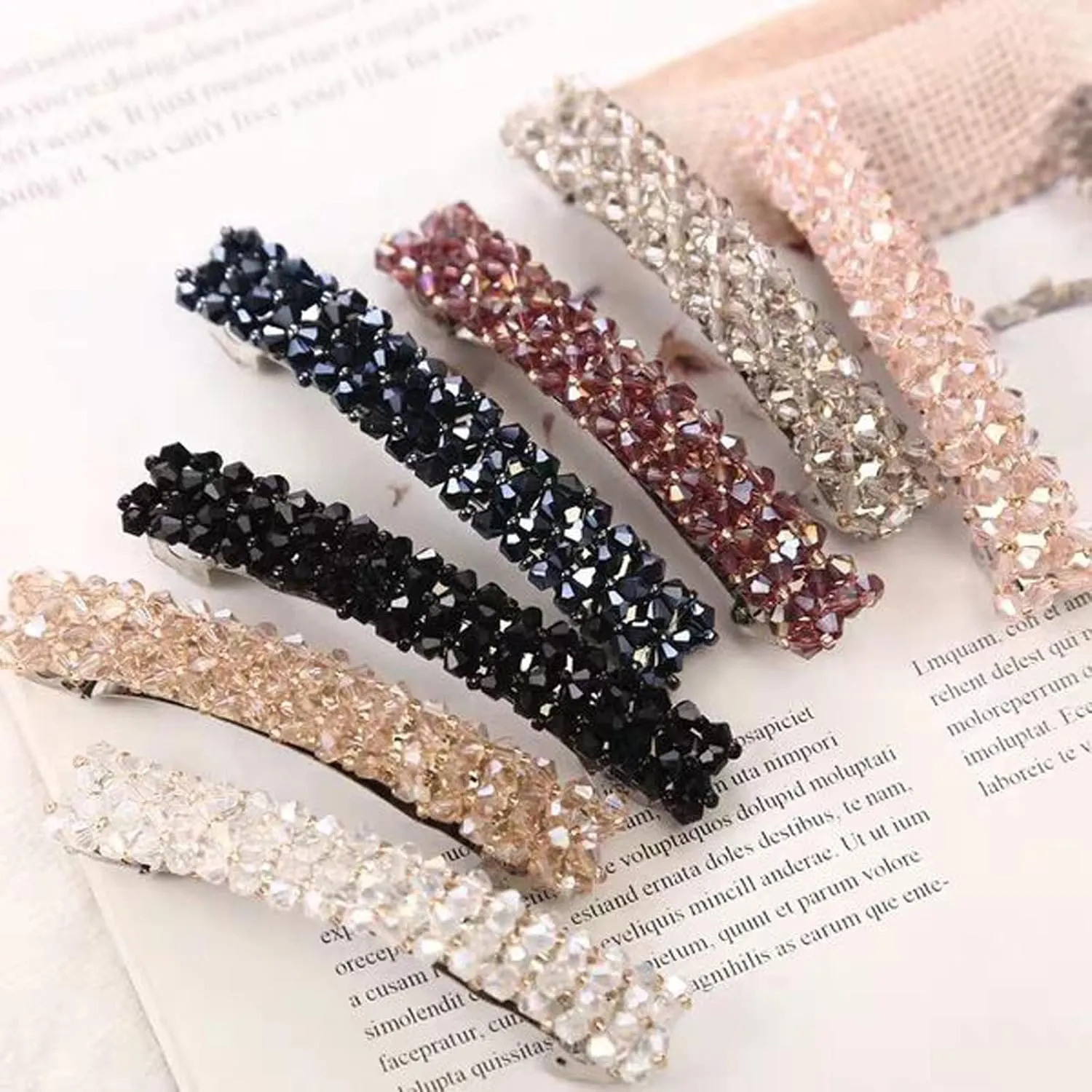 Elegant Hair Clips Fashion Hair Barrettes for Women and Girls, Sparkly Glitter Rhinestones Flowers Hairpin French Style Hairclips Vintage Hair Accessoires for Women
