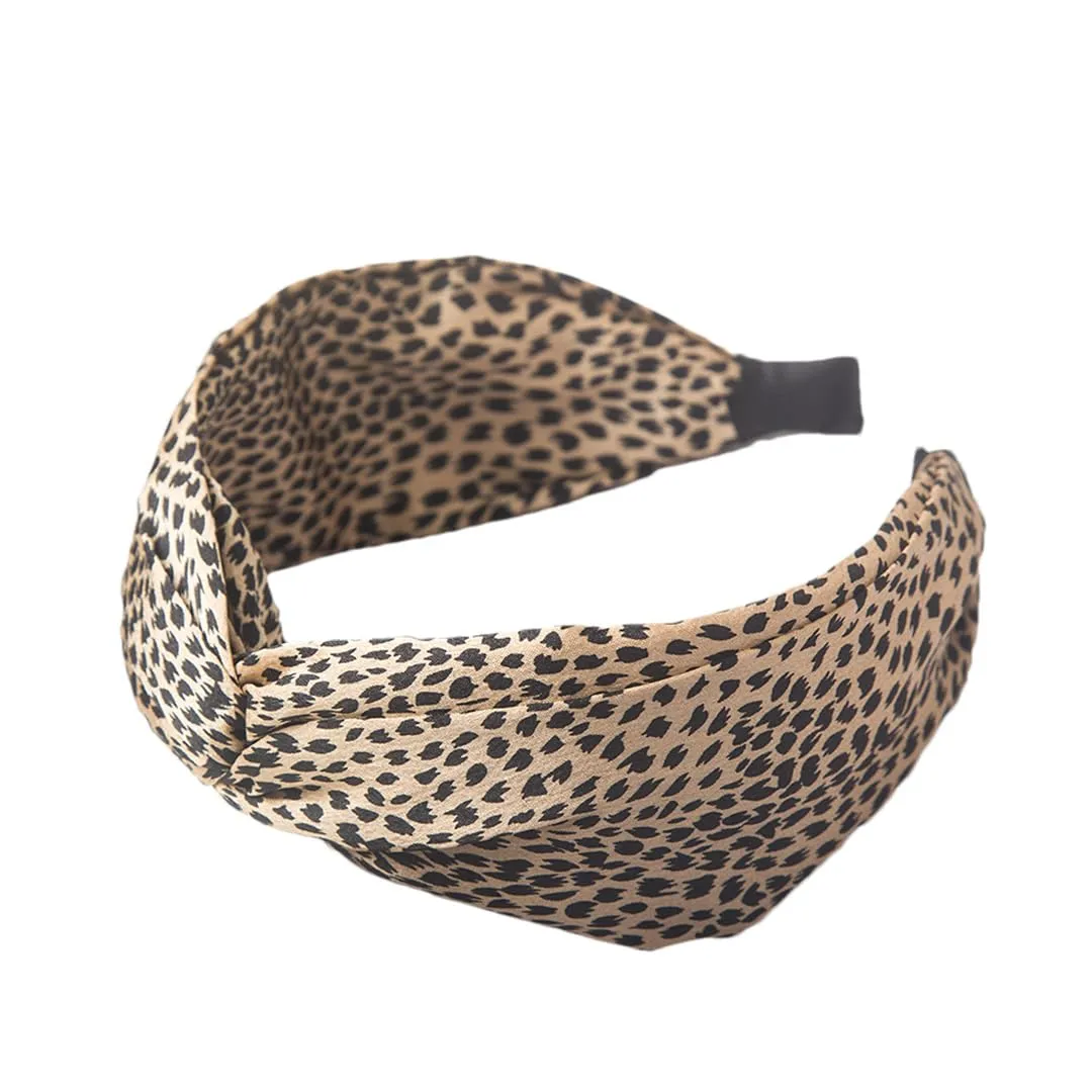 ERFMFKL Women Flower Print Knotted Headbands Bezel Turban Elastic Cross Bow Hairbands Hoop Accessories 10 khaki