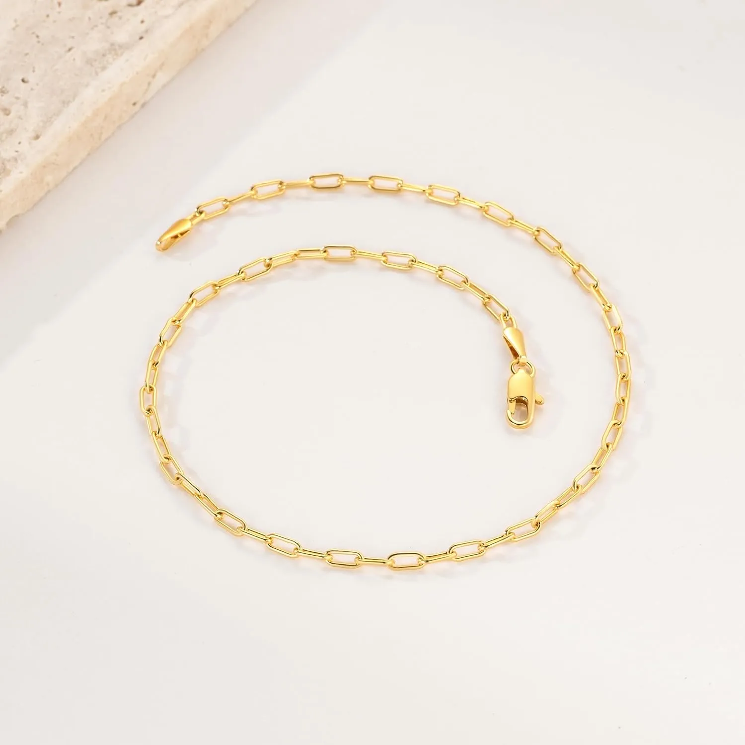 ERIN MARIE Gold Anklet for Women 14K Gold Ankle Bracelets Simple Beach Jewelry Anklets 2.5 mm Gifts for Women 9 10 11