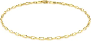 ERIN MARIE Gold Anklet for Women 14K Gold Ankle Bracelets Simple Beach Jewelry Anklets 2.5 mm Gifts for Women 9 10 11