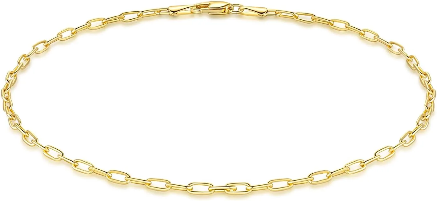 ERIN MARIE Gold Anklet for Women 14K Gold Ankle Bracelets Simple Beach Jewelry Anklets 2.5 mm Gifts for Women 9 10 11