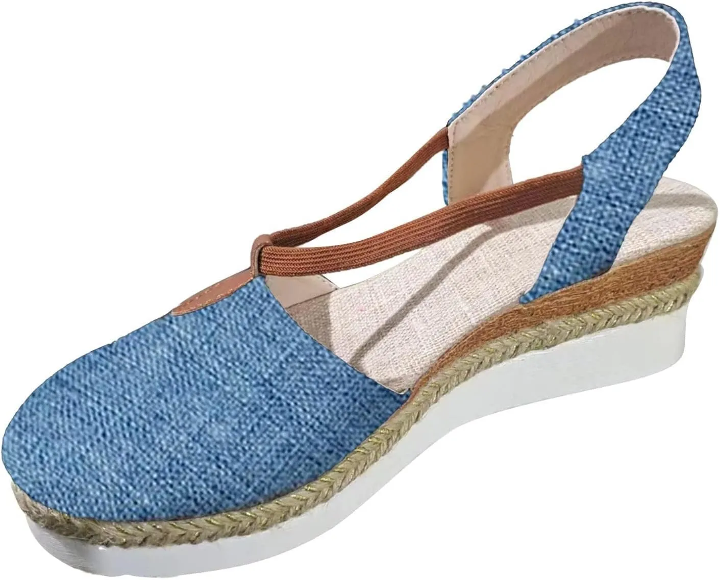 Espadrilles Wedges for Women Summer Orthopedic Platform Wedge Sandals, Closed Toe Anti Slip Sandals Ankle Strap Espadrille Beach Comfortable Outdoor Shoes