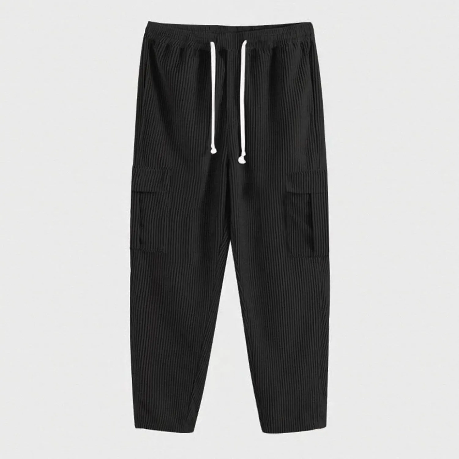 evzosrz Men's Corduroy Pants,Casual Cargo Pants Relaxed Drawstring Straight Joggers Fashion Travel Outdoor Baggy Trousers
