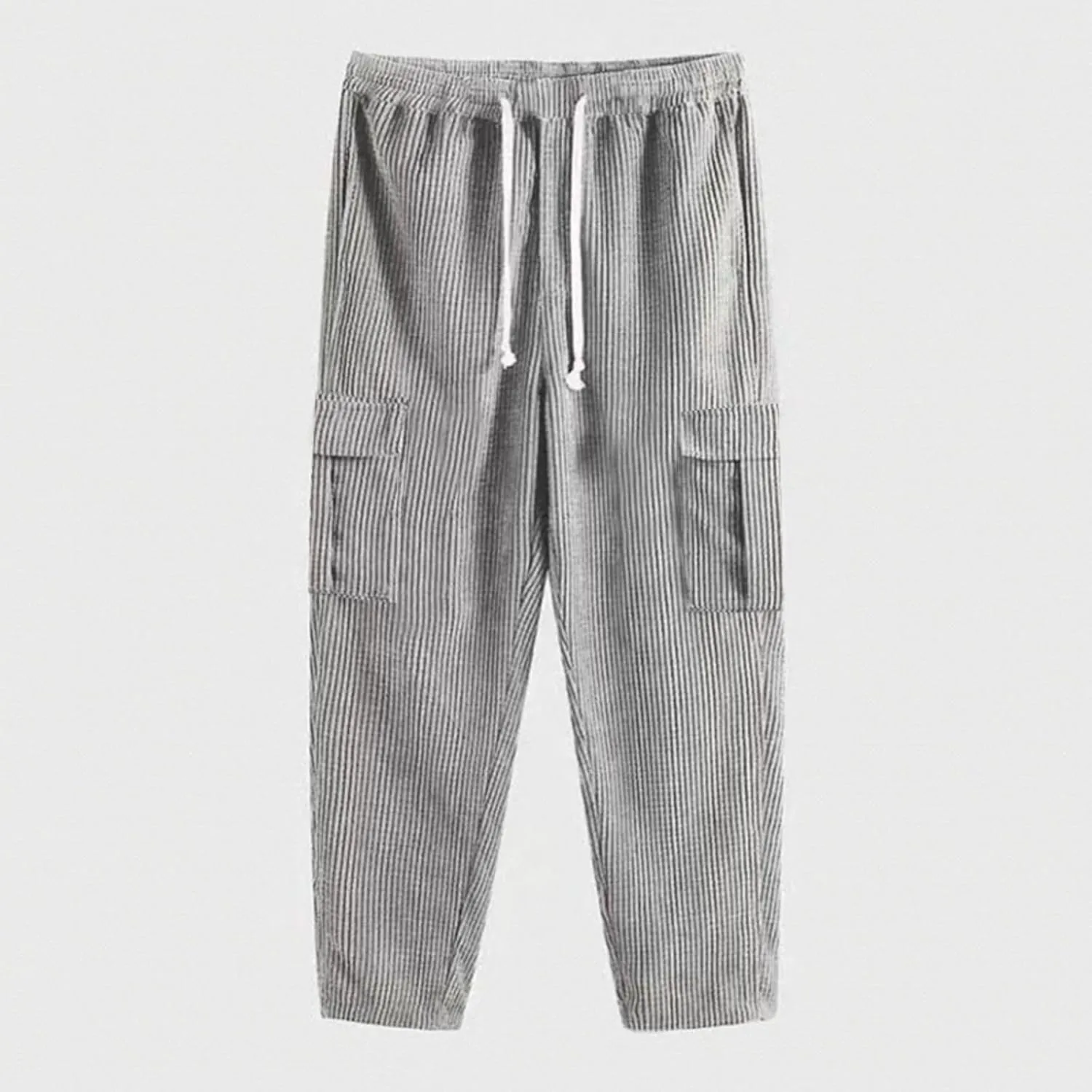 evzosrz Men's Corduroy Pants,Casual Cargo Pants Relaxed Drawstring Straight Joggers Fashion Travel Outdoor Baggy Trousers