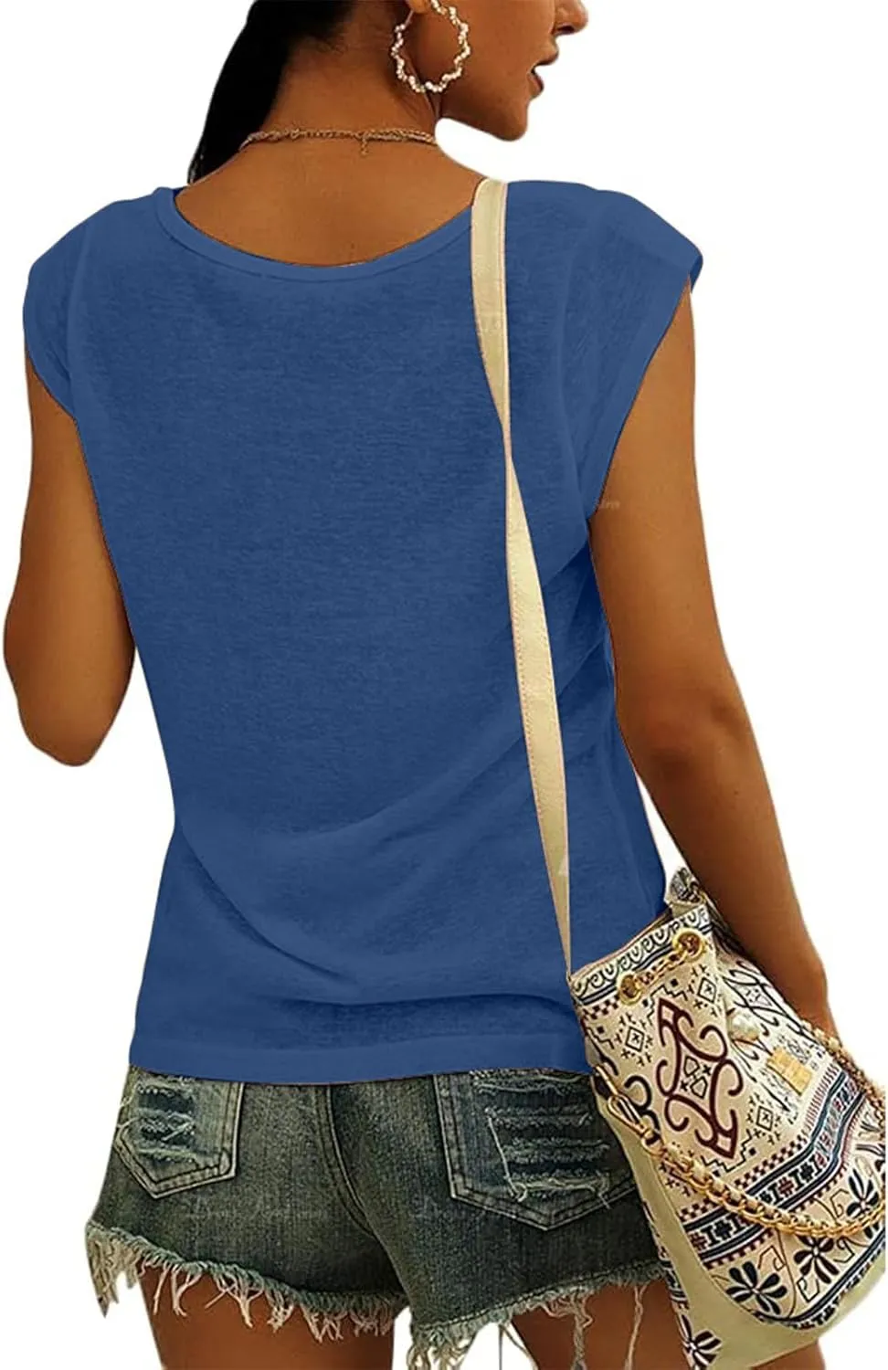 Fazortev Womens Cap Sleeve Blouses Rose Graphic Tees T-Shirt Casual V Neck Tank Tops Loose Fit Summer Basic Shirts