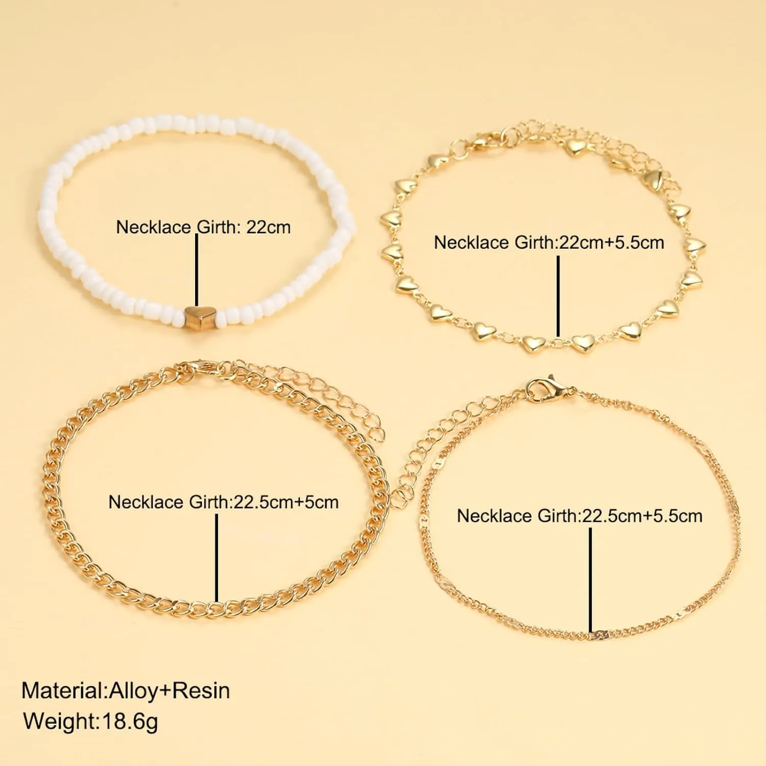 Fesciory Women Heart Anklet Adjustable Beach Layered Ankle Bracelets for Women Gold Alloy Foot Chain Jewelry