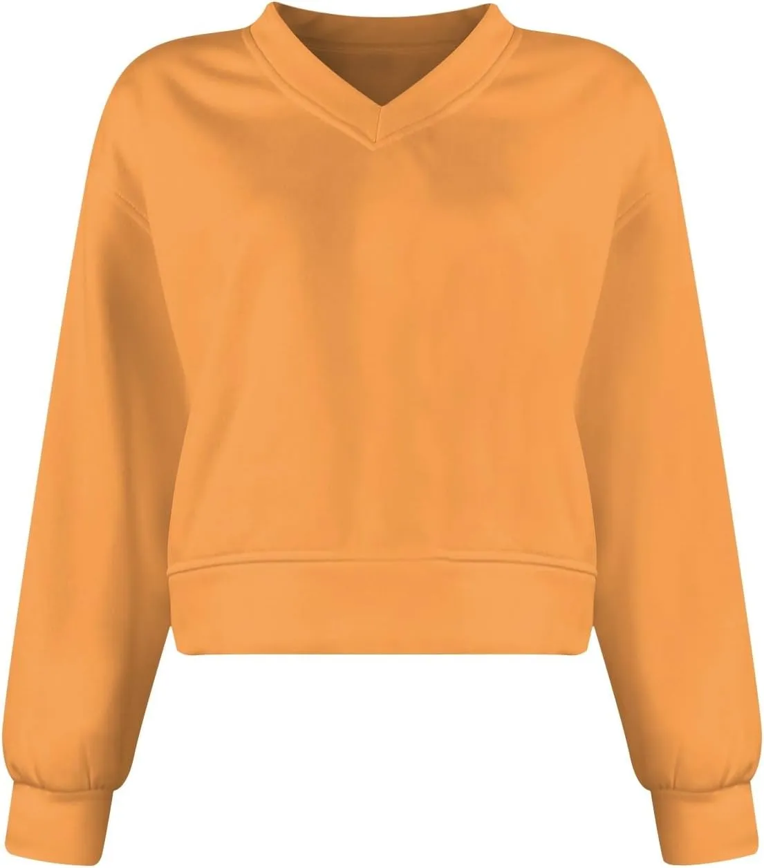 Fleece Pullover Women Oversized V Neck Cropped Sweatshirt Winter Casual Comfy Long Sleeve Sweaters Preppy Clothes