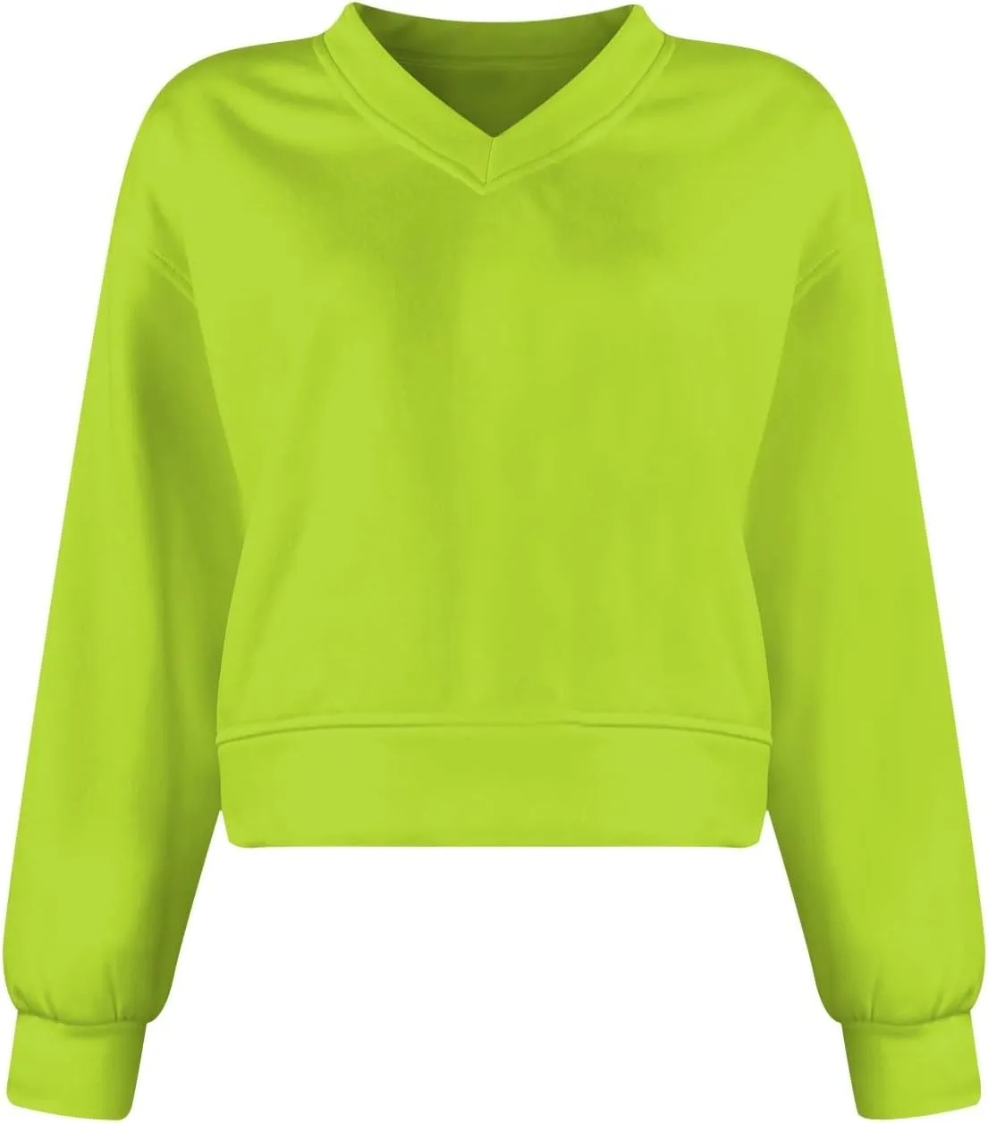 Fleece Pullover Women Oversized V Neck Cropped Sweatshirt Winter Casual Comfy Long Sleeve Sweaters Preppy Clothes