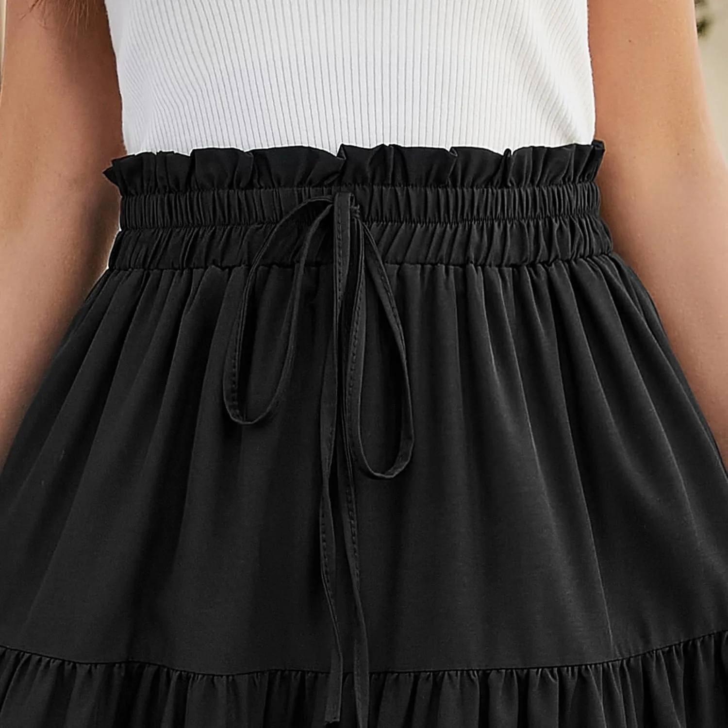 Floral Maxi Skirt for Women Summer Comfy Pleated Elastic High Waisted Skirts Vacation A-Line Flowy Swing Long Skirts