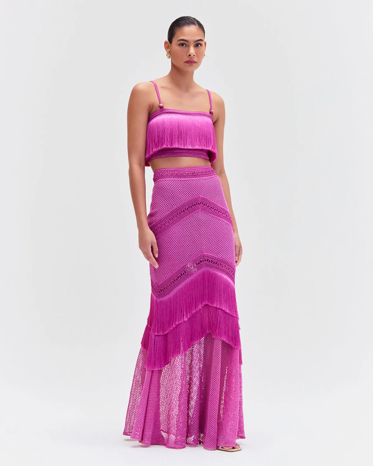 Fringe Maxi Skirt