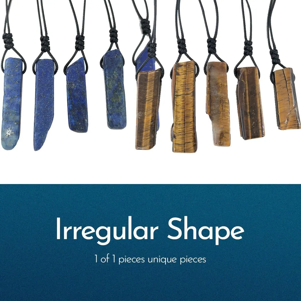 Gemstone Point Necklace Irregular Stone Pendant - Semi-Precious Chakra Gemstone Stone Amulet Lucky Charm Protection Quartz Pendant Necklace for Men Women