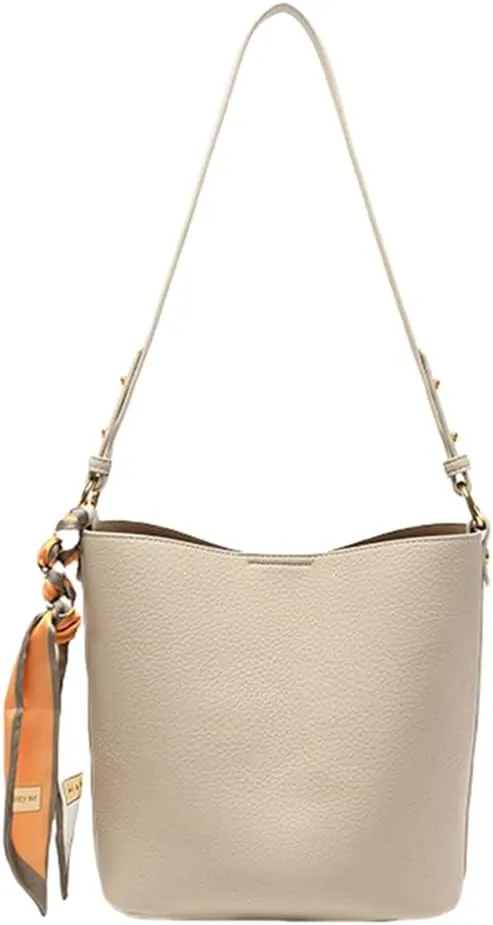 Genuine Leather Bucket Crossbody Bags for Women - Stylish Hobo Purses & Handbags - 2PCS Set in Yellow