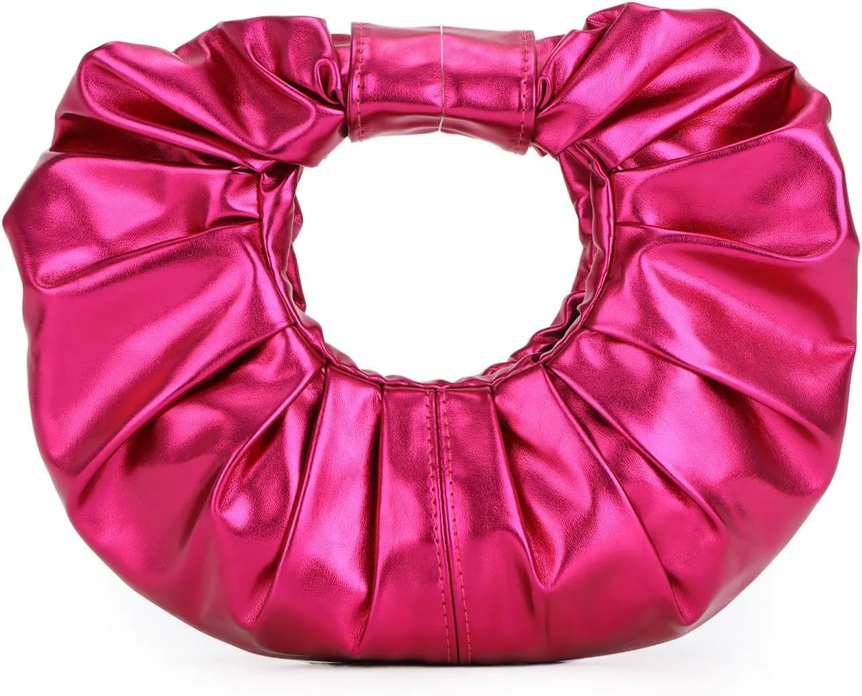 GOKTOW Knotted Purse Clutch for Women, PU Leather Pleated Designer Handbag for Party Prom Wedding