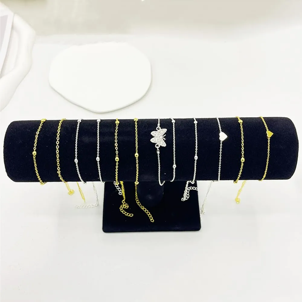 Gold Ankle Bracelets for Women Layered 18K Gold Plated Anklet for Women Waterproof 7"-11" Plus Size Beach Jewelry
