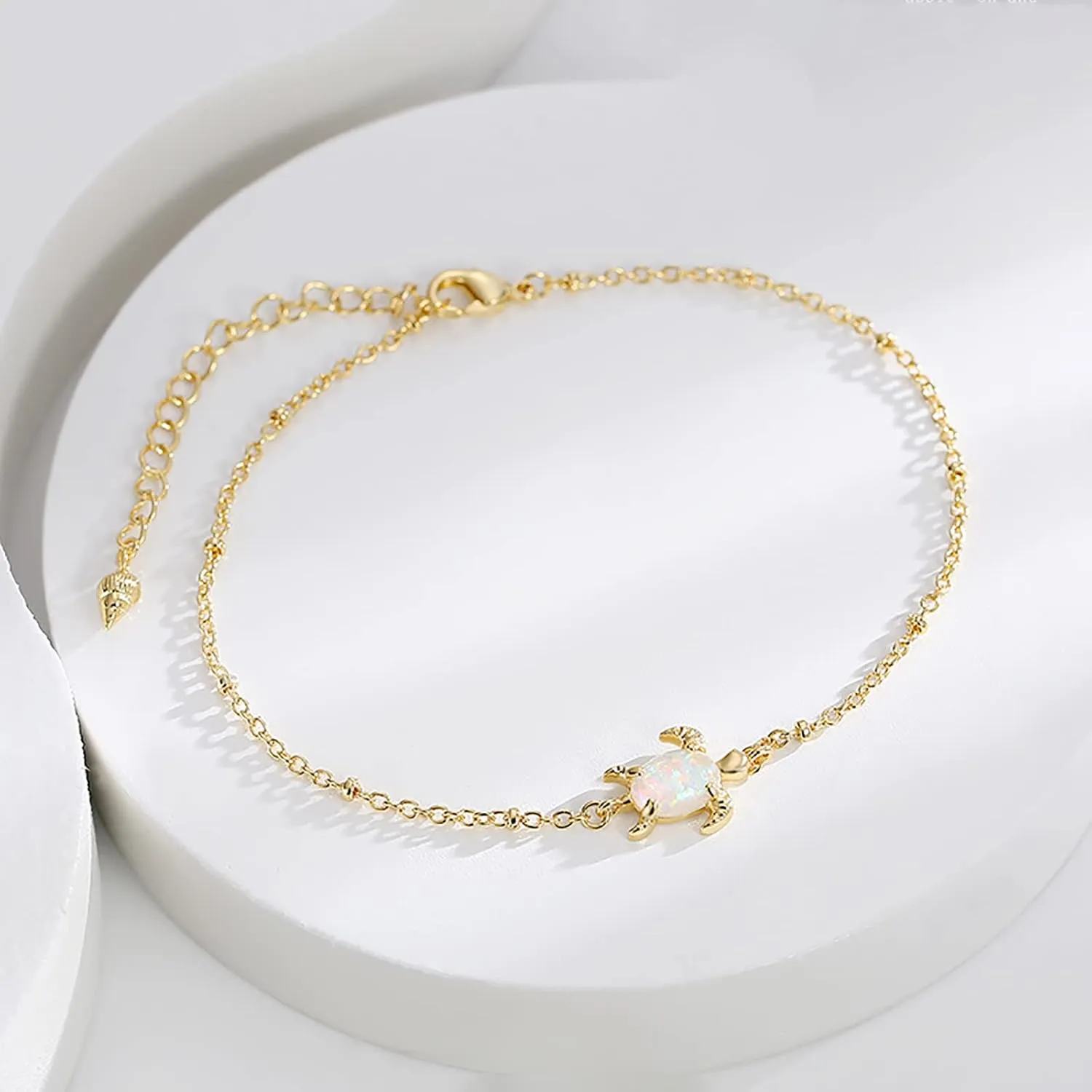 Gold Anklets for Women 18K Gold Plated Adjustable Summer Simple Foot Jewelry Ankle Bracelet for Women