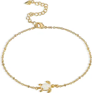 Gold Anklets for Women 18K Gold Plated Adjustable Summer Simple Foot Jewelry Ankle Bracelet for Women