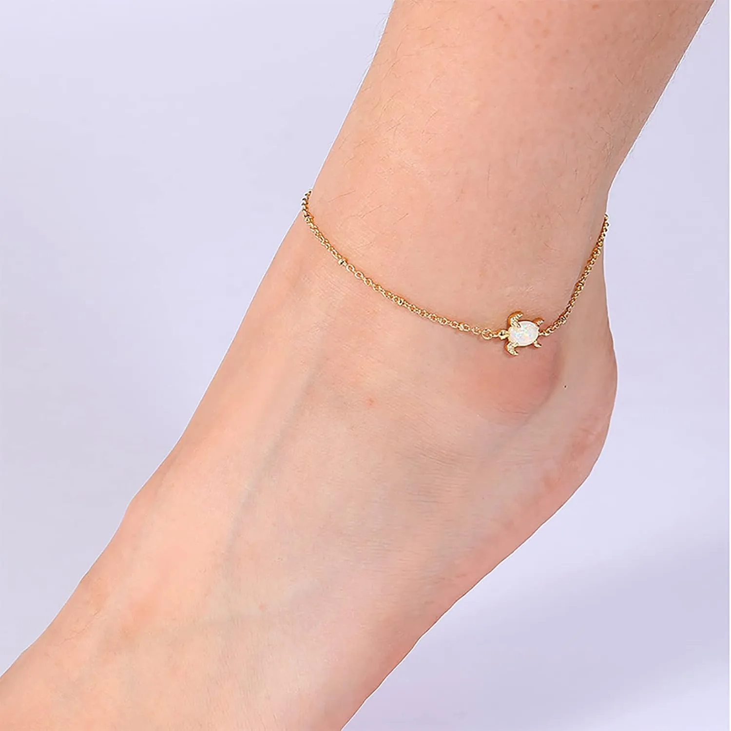 Gold Anklets for Women 18K Gold Plated Adjustable Summer Simple Foot Jewelry Ankle Bracelet for Women