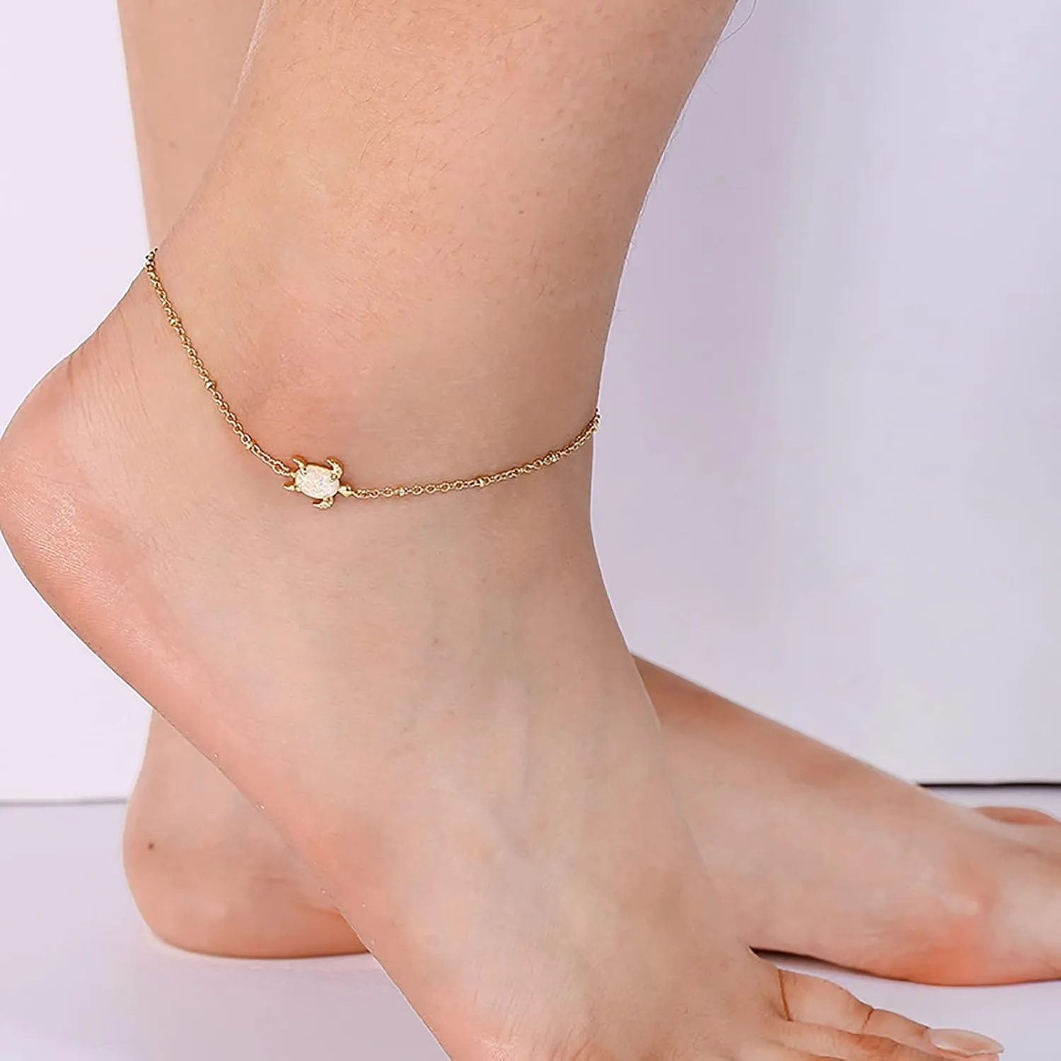 Gold Anklets for Women 18K Gold Plated Adjustable Summer Simple Foot Jewelry Ankle Bracelet for Women