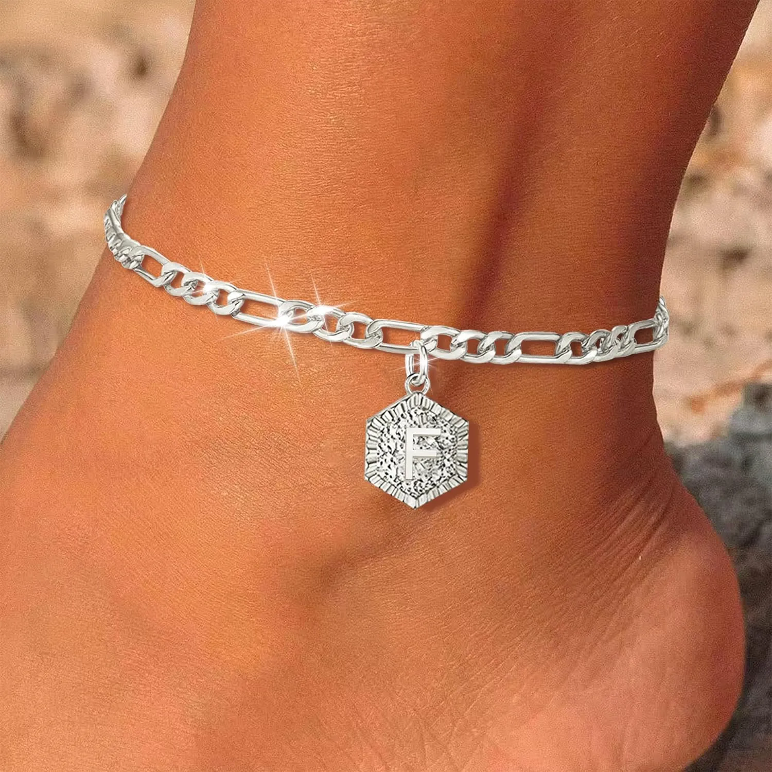 Gold Anklets for Women Gold Plated Initial Anklets Cuban Chain Link Ankle Bracelets Dainty Letter Anklet Personalized Name Anklet for Birthday Gifts