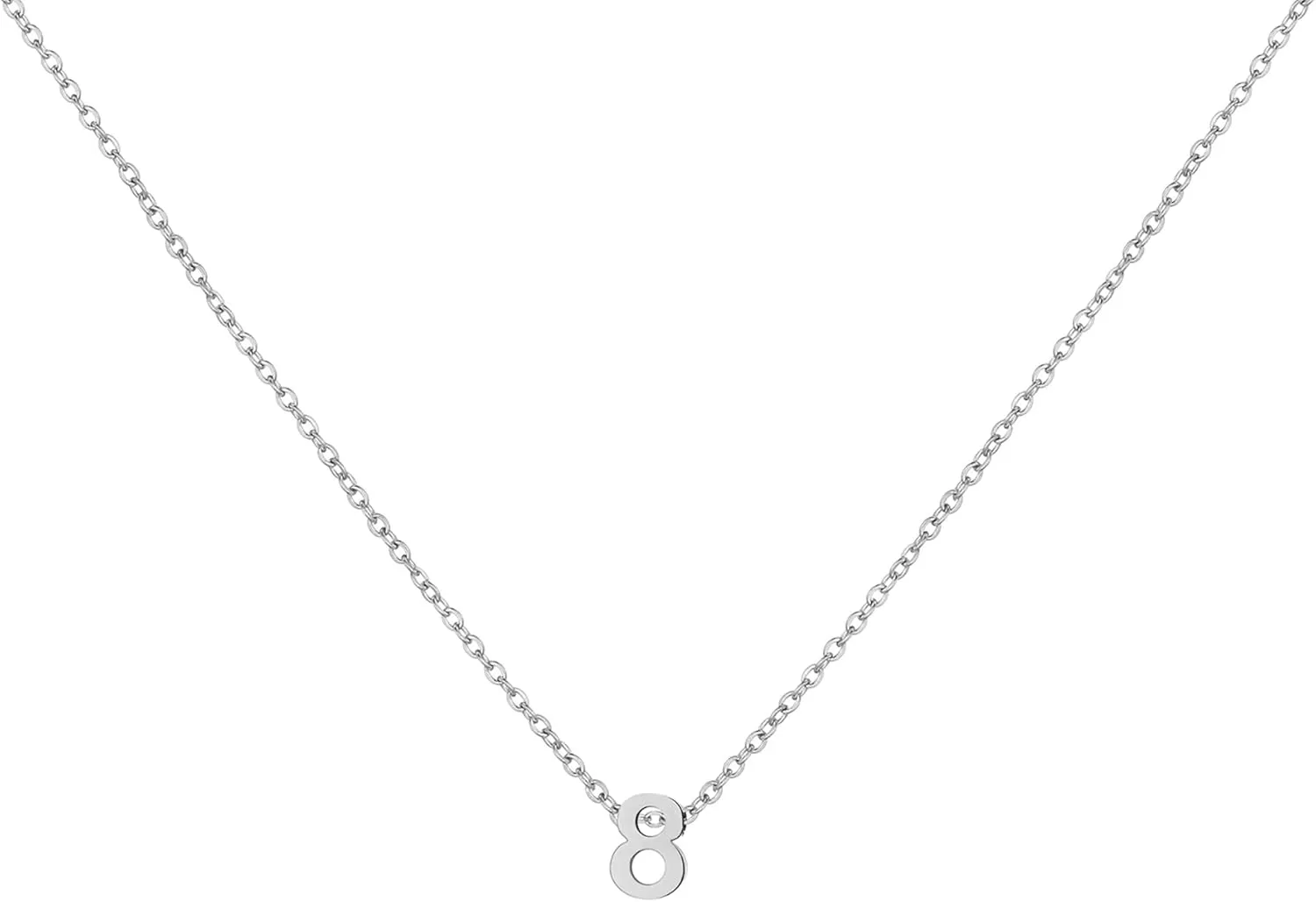 Gold Number Necklace for Women 18K Gold Plated Dainty Charm Birth Month Cute Pendant Choker Necklace Personalized Jewelry Birthday Gift for Her